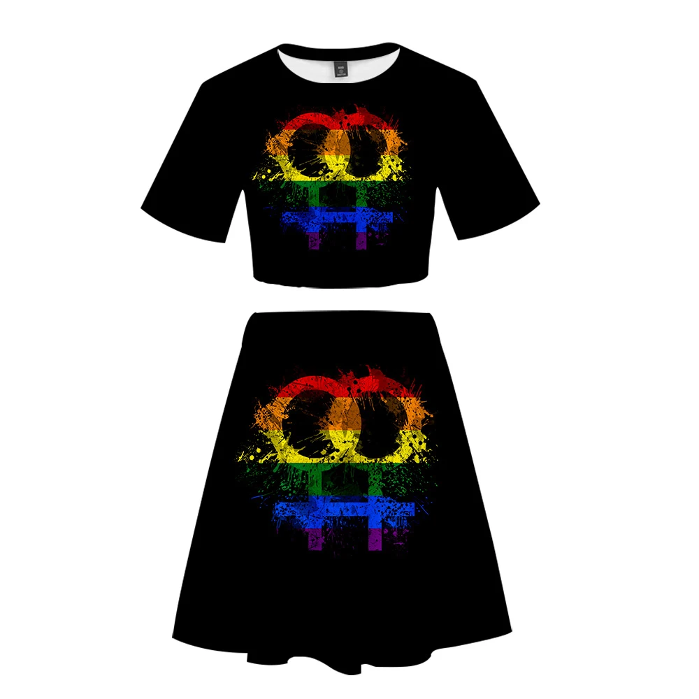 Костюм с короткой юбкой LGBT 2 футболки коротким рукавом и платья
