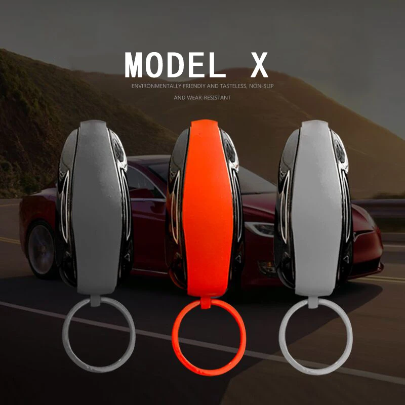 

1pc For Tesla Model X Protective Car key case Cover Pendant Silicone Non-slip Accessories Holder FOB Practical