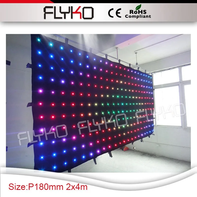

New hot size 2x4m fireproof cloth P180MM 3in1 coloful led lights show on led curtain display dj decoration screen