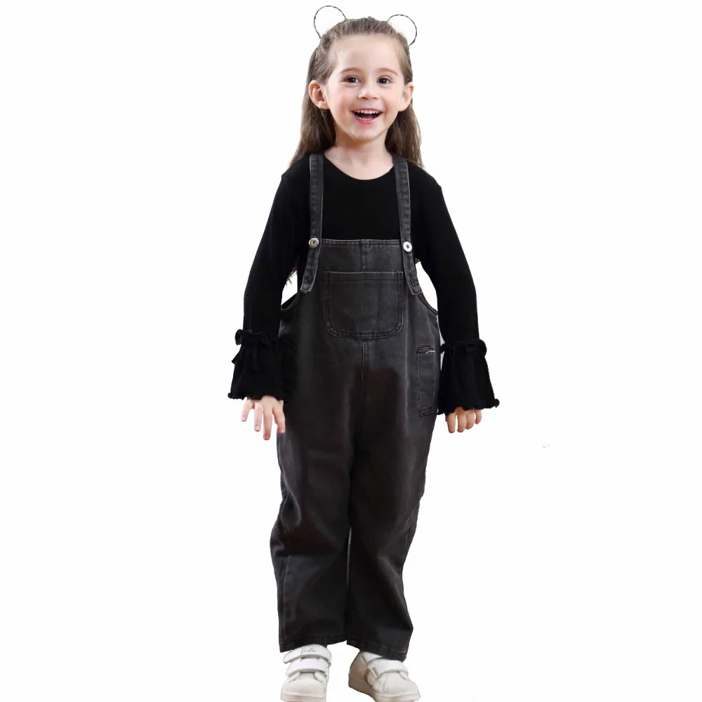 2017 Autumn Kid Children Boy Girls Denim Overalls Pants Big Little