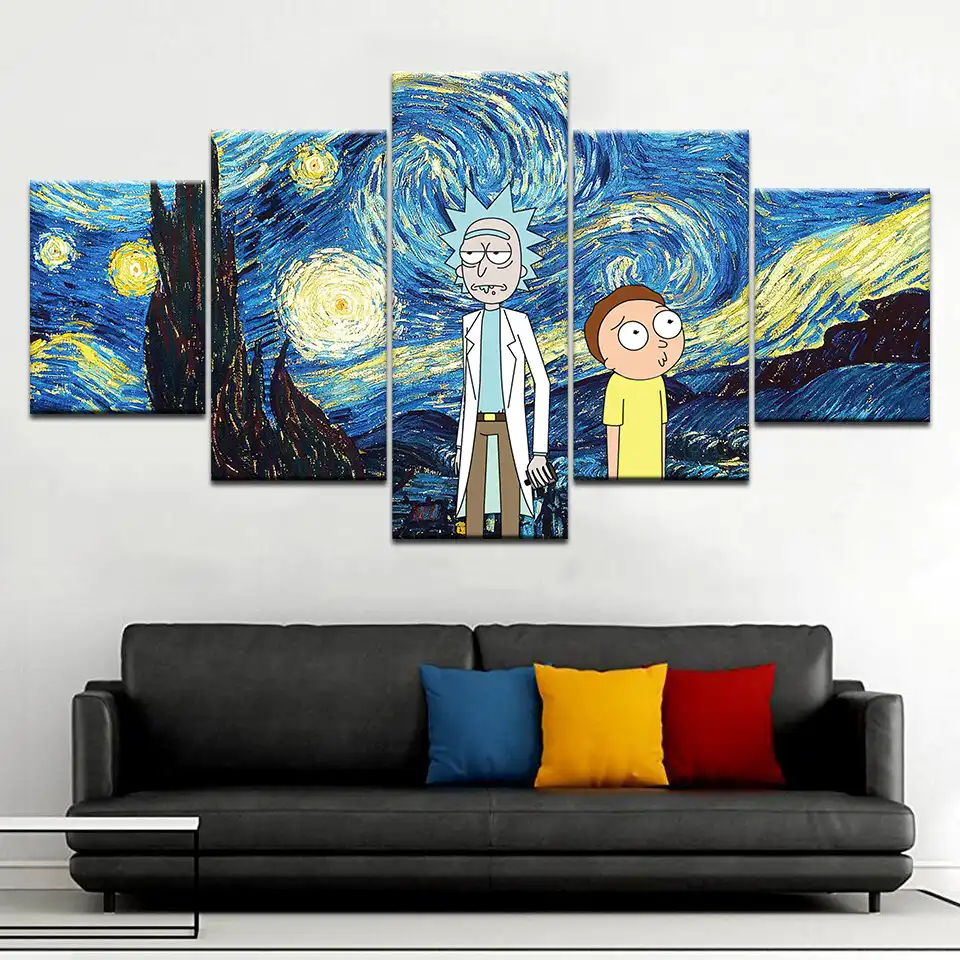 Van Gogh The Starry Night Canvas Pictures Wall Art Animated