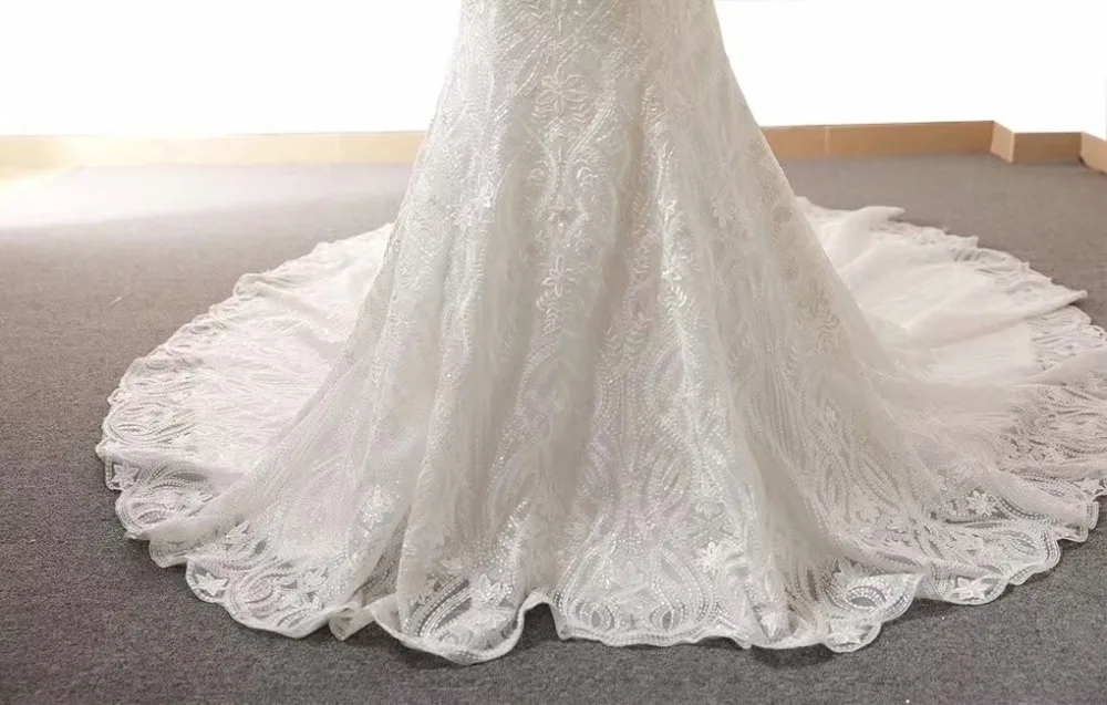 Erosebridal 3D кружево Русалка свадебное платье 2019 ручной работы жемчуг пояс с Часовня Поезд реальное изображение индивидуальный заказ