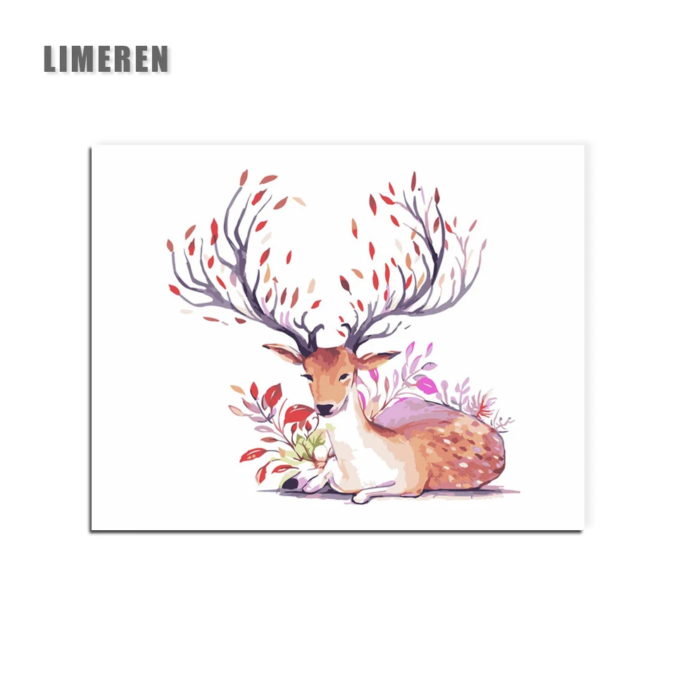 

Deer Animals Unframed DIY Drawing By Numbers Kits Hand painted Oil Painting By Numbers For Unique Gift For Home Wall Artwork