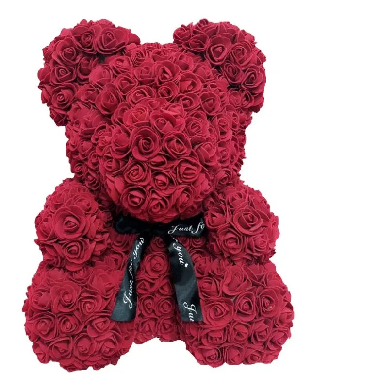 

40cm Rose Bear Mold Artificial Flower Head DIY Roses Teddi Bear Flower Bear Accessories for Wedding Party Gift Craft