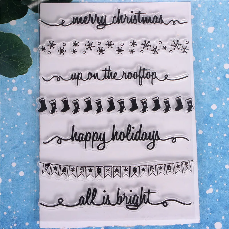 Christmas Clear Silicone Stamps With Snowflake Text Design