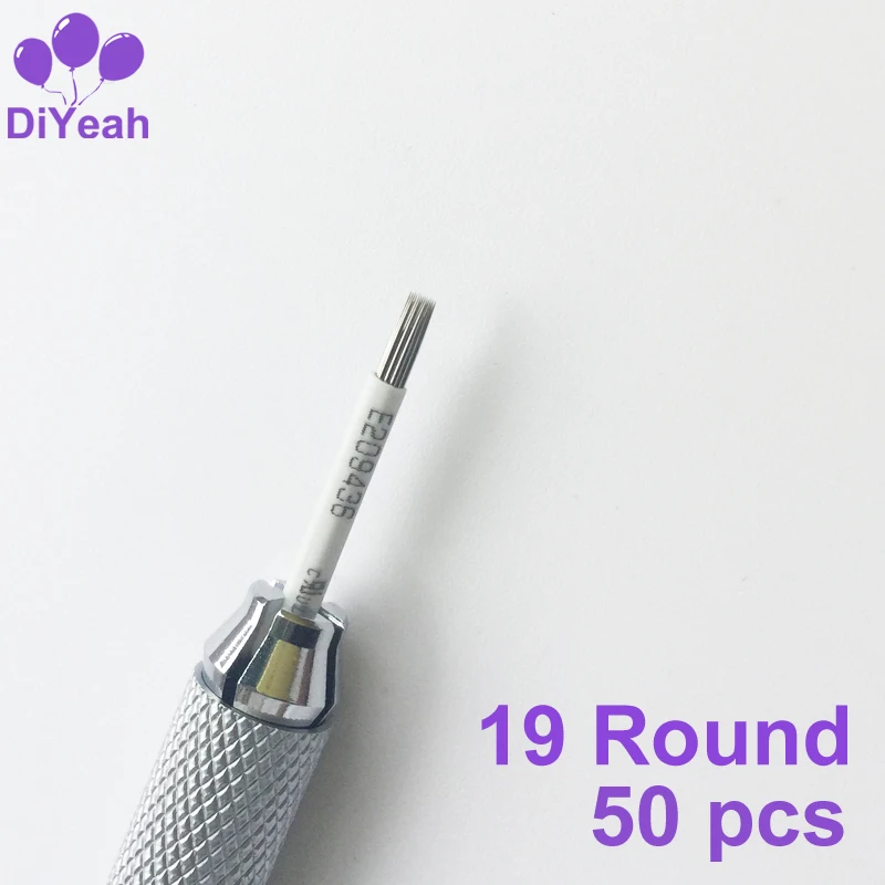 

50pcs 19 Round Needles for Manual Pen Semi Permanent Makeup Manual Fog Pen Needle R19 Microblading Fog Eyebrow Tattoo Pen Blades