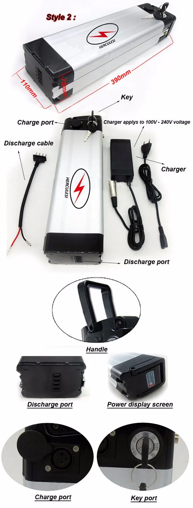 Excellent 10S8P 18650 Cells 500W 24Ah Electric Bicycle Battery E-Bike Battery 36V Lithium Battery Pack with BMS Li Ion Charger 3 Excellent 10S8P 18650 Cells 500W 24Ah Electric Bicycle Battery E-Bike Battery 36V Lithium Battery Pack with BMS Li Ion Charger 3
