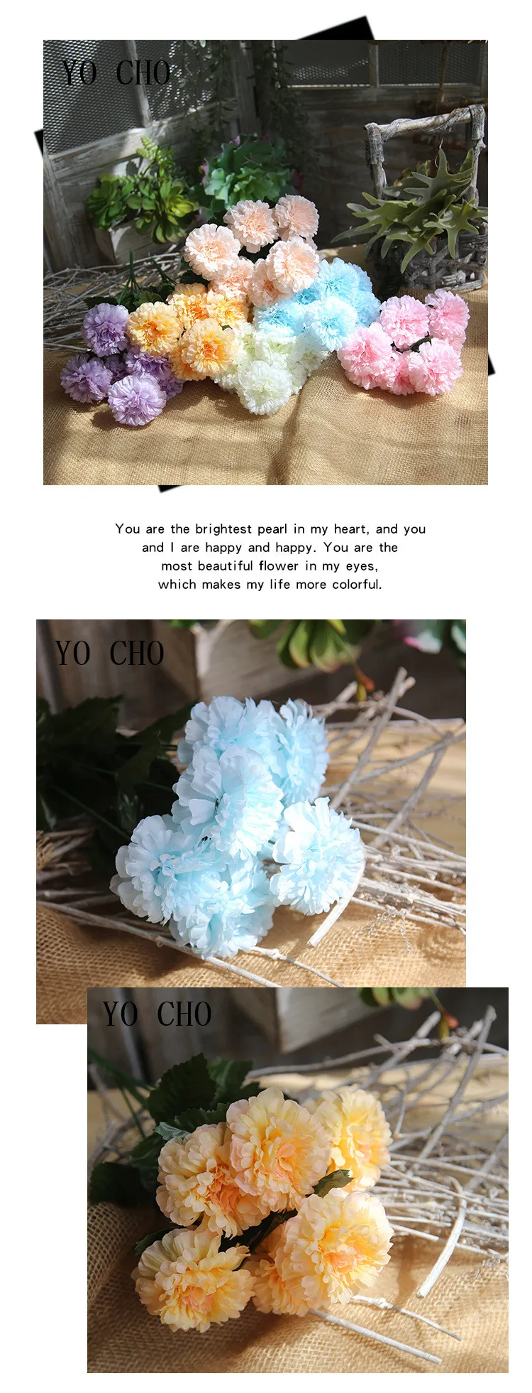 Tea rose chrysanthemum artificial flower bouquet 10