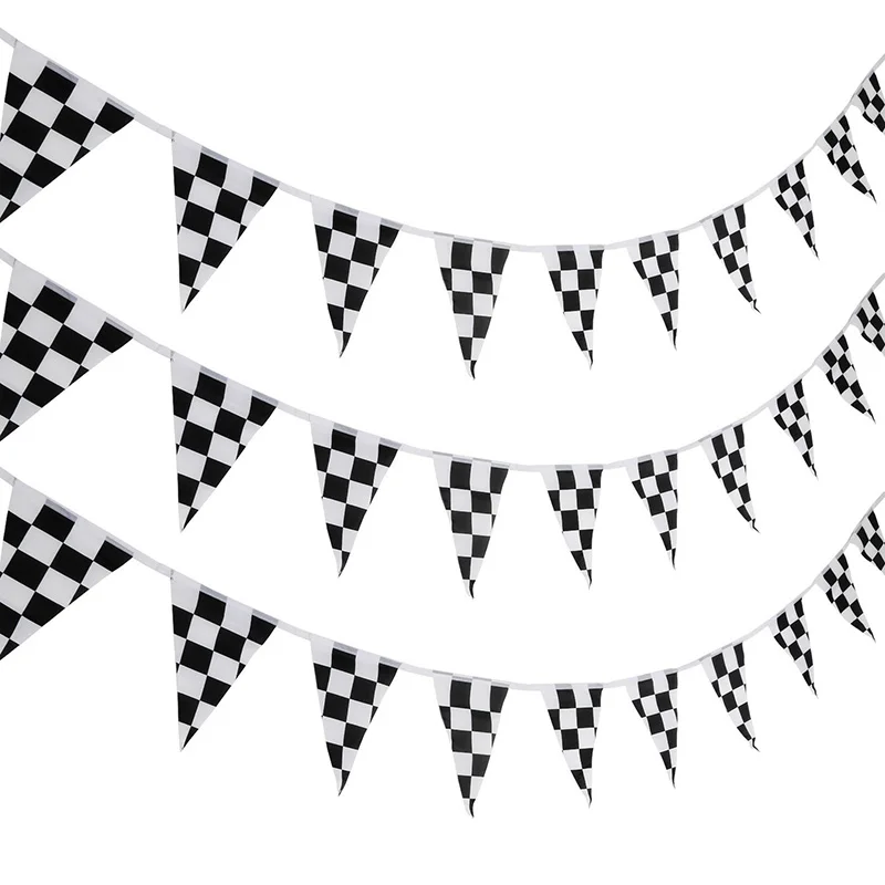 1 шт. 10 м 38 шт. флаги клетчатый Вымпел Баннер черно-белые флаги гонки для домашней вечеринки на день рождения украшения