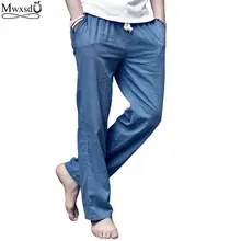 Новинка, брендовые высококачественные летние льняные мужские свободные дышащие брюки, повседневные тонкие прямые брюки для мужчин