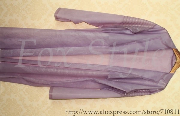 

Pure handmade natural rubber coat with transparent light purple color