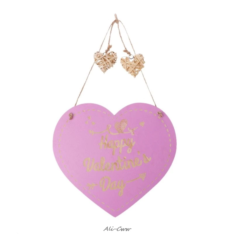 

Happy Valentine's Day Love Heart Shape Pendant Hanging Sign Home Party Ornaments Door Wall Scene Layout Decor