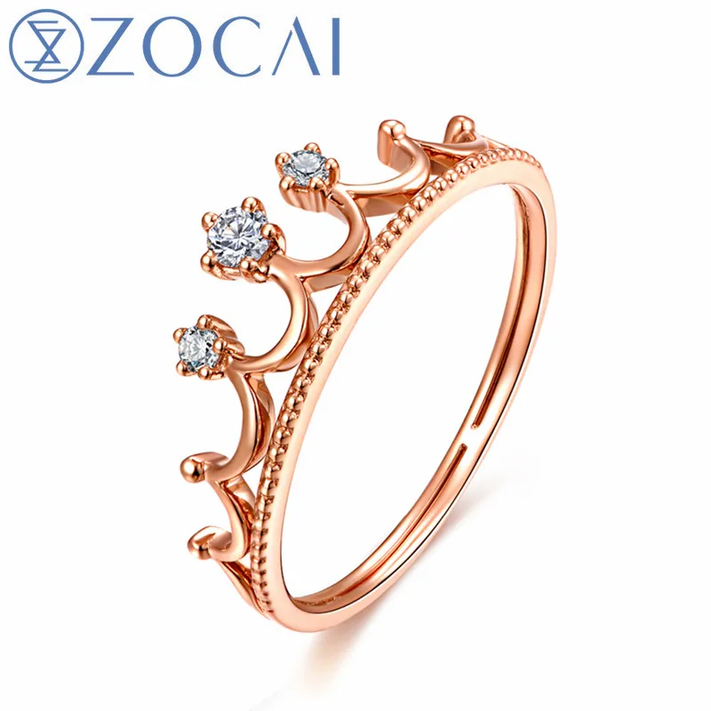 ZOCAI Брендовое кольцо в форме короны из розового золота 18 К 0 04 карат