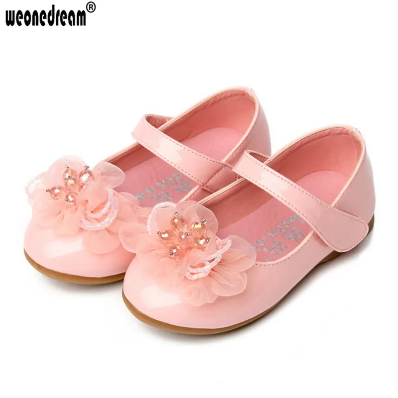 

WEONEDREAM Children's Leather Shoes Girls Performance Autumn New Fashion Brand Dress 3 Colors Princess Kids Girls Wedding Shoes