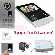 Video Intercom For The Apartment Fingerprint&Code Unlock IP Waterproof Video Door Phone Intercom CCD 700TVL Camera Doorphone Kit