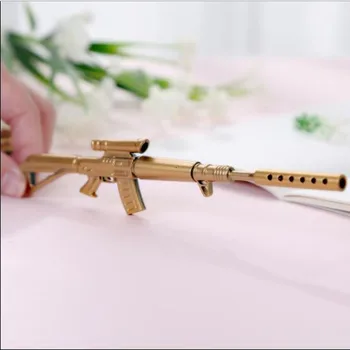 

Lot 10pcs Sniper's Weapon CF Cross Fire Gun Shaped Black ink 0.38mm Stationery Neutral Pen - Golden color
