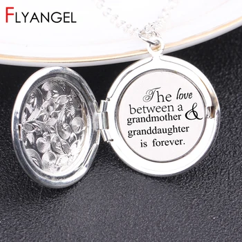 

Fashion Locket Box Necklace Engarved The Love Between A Grandmother Is Forever Round Locket Necklace Grandmother Gifts