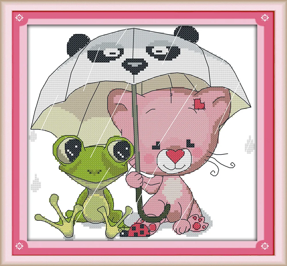 

Raining day Canvas DMC Counted Cross Stitch Kits printed Cross-stitch set Embroidery Needlework