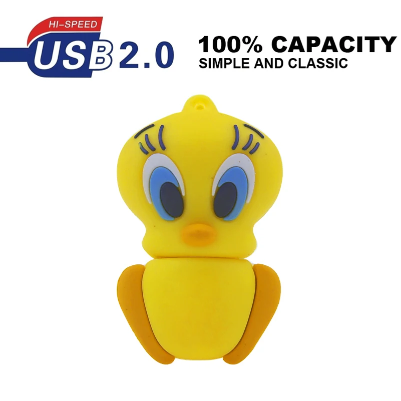 Мультфильм силиконовые Usb флешка 4 ГБ 8 милый маленький желтая утка Tweety Usb флешки 16 32 Usb 2,0 Memoria Usb