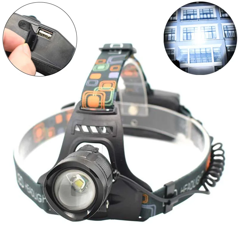 

Powerful LED Headlamp Zoomable T6 Headlight Adjustable Head Flashlight Forehead Torch Running Bike Light Lampe Frontale 18650