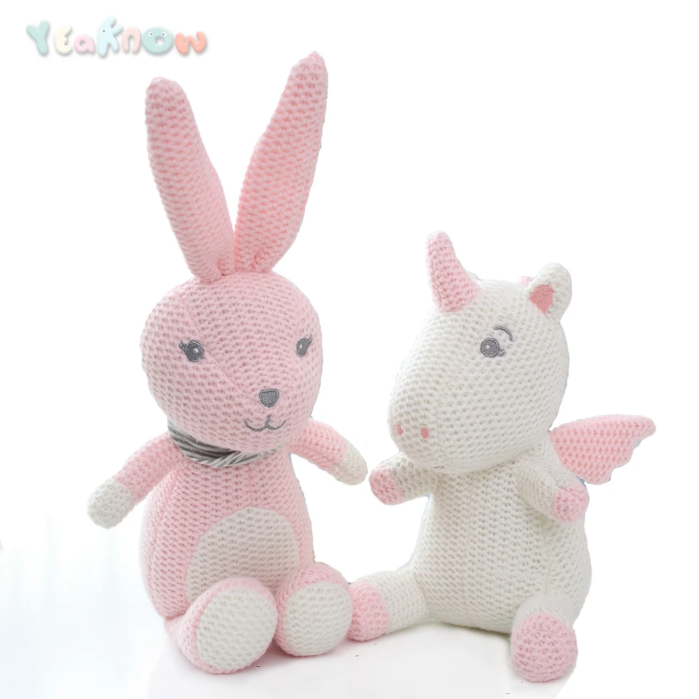 

Yeaknow Unicorn Plush Toy Unicornio Stuffed Doll Knitted Animals Cute bunny dinosaur Soft Toys for baby and Kids