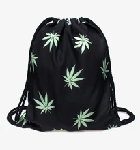 Black Weed 3d Printing Drawstring Bags Who Cares Brand Women Backpack Mochilas MenTravel Bag School Bags for Teenagers Sac A Dos