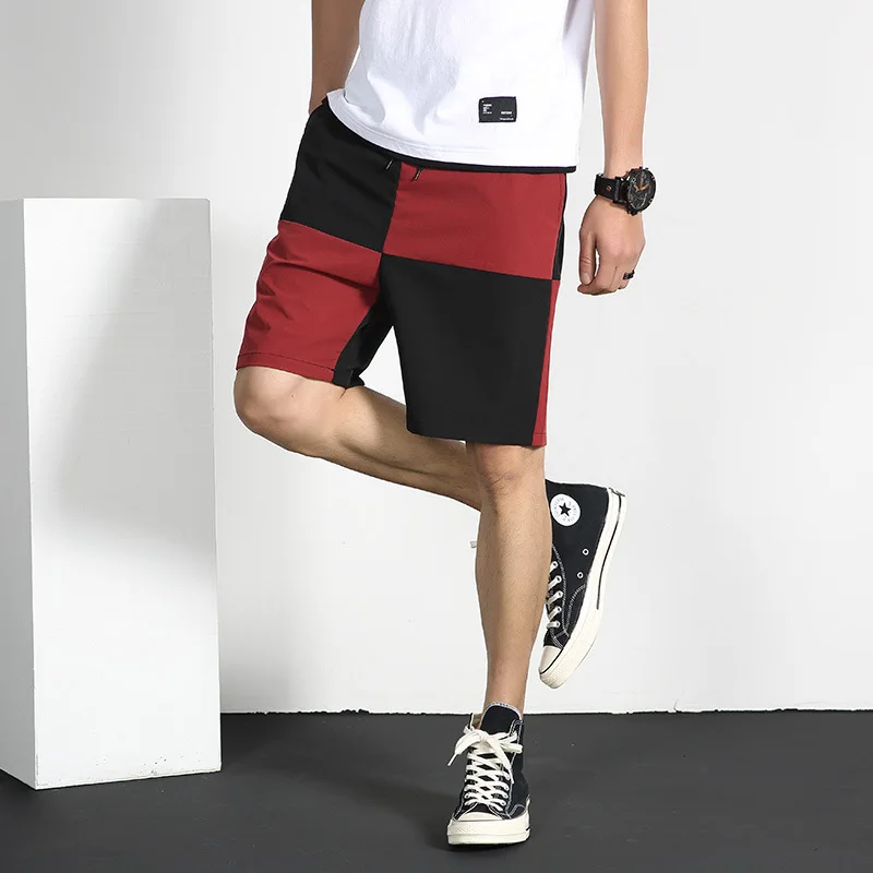 

Simple Summer Cargo Shorts Men Cotton Joggers Casual Short Home Pockets Sport Patchwork Plus Size Mid Red Loose Street Wear 4XL