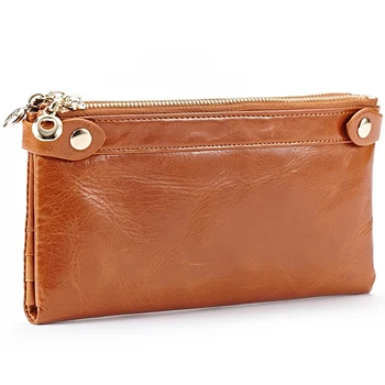 

Fashion Long Design Women Wallets Genuine Leather Coin Purse Female Double Zipper Multiple Cards Holder Wallet Clutch Bag A3274