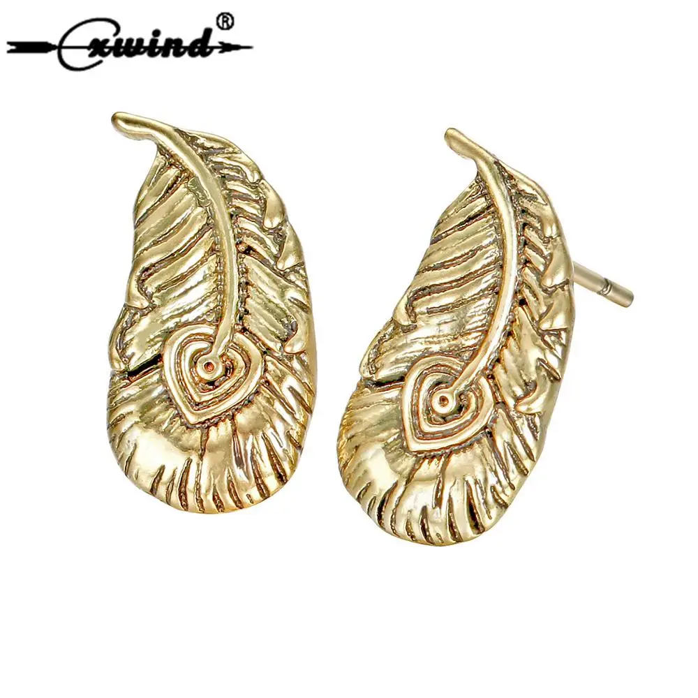 

Cxwind Vintage Bronze Feather Wings Stud Earrings for Women Men Heart Earrings Fire-bird's Viking Slavic Jewelry