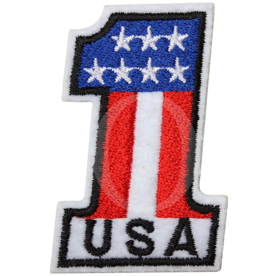 

2 pieces USA NUMBER ONE Iron On USA Flag Biker Patch Applique Flag of America United States American Motif Decal