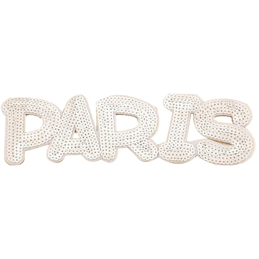 

Clothing Women Shirt Top Diy Letters Patch PARIS Sequins deal with it T-shirt girls Iron on Patches for clothes 3D Stickers