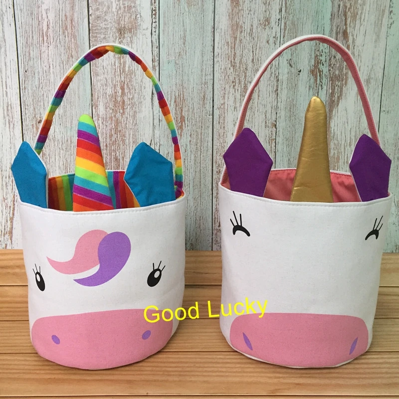 Cheap 60pcs/lot cute fashion easter basket happy Easter bunny ears tail bucket unicorn easter basket bunny face easter tote 13