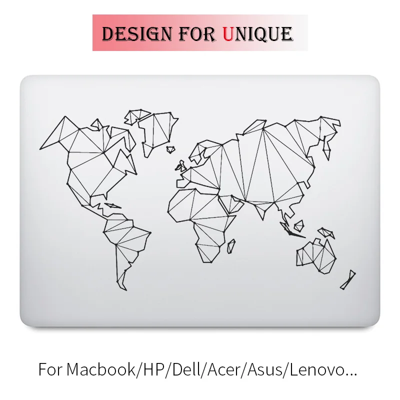 World Map Sketch Decal Laptop Sticker for font b Apple b font font b Macbook b