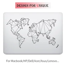 World Map Sketch Decal Laptop Sticker for Apple Macbook Decal Pro Air Retina 11 12 13 15 inch Vinyl Mac HP Mi Surface Book Skin