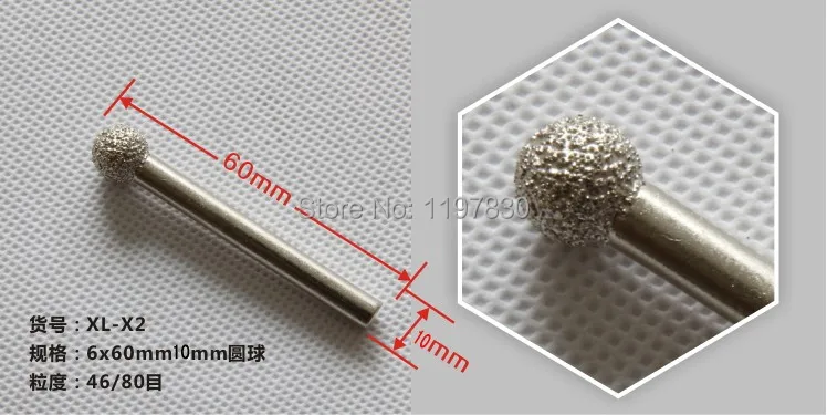 

Free shipping XL-X2 graver brazed diamond grinding head carving lettering knife carving knife grinders grinding head of 6*60*10