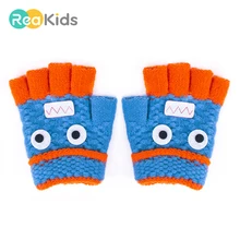 REAKIDS/Новые детские перчатки на палец, милые детские перчатки, зимние теплые перчатки, вязаные шерстяные детские варежки, перчатки для мальчиков и девочек, варежки