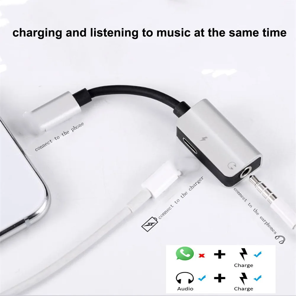 Audio Adapter for iPhone 7 3.5mm Aux Jack Headphone Earphones Audio
