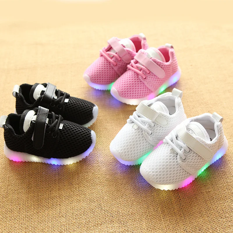 Children's Flats Shoes for Girls Boys Light Glowing Luminous LED Cool Kids Spring Autumn Children Shoes Illuminated Sneaker