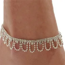 Fashion Crystal Rhinestone Charm Drop Ankle Chain Bracelet Anklet Wedding Jewelry