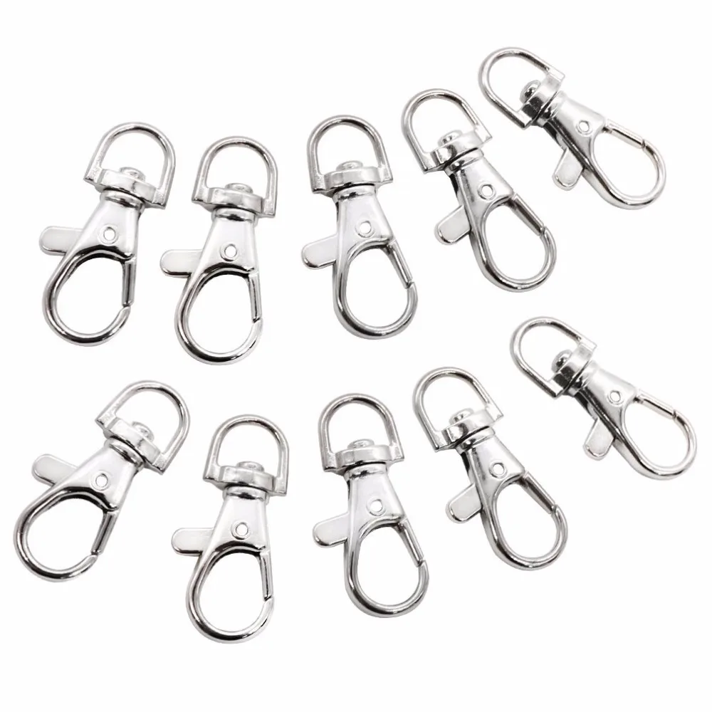 

100pcs Metal Key Chain Rings Swivel Clasps Lanyard Snap Hook Lobster Claw Clasps Jewelry Finding 50pcs Clasp+50pcs Chain Rings