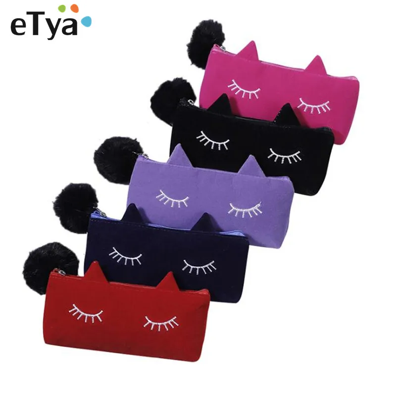 

eTya Cartoon Plush Cute Small Zipper Cosmetic Bag Women Fashion Zipper Toiletry Beauty Makeup Case Organizer Set Pencil Coin Bag