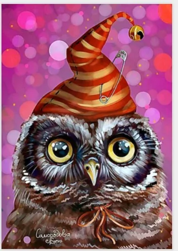 CAMMITEVER 5D DIY Diamond Painting Hat Owl Crystal Cross Stitch Animal Needlework Home Decorative Paintings | Дом и сад