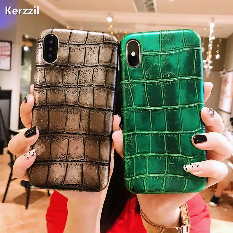 Чехол из крокодиловой кожи Kerzzil для iPhone X XS Max ретро чехлы искусственной 6 6s 6S 7 Plus 8