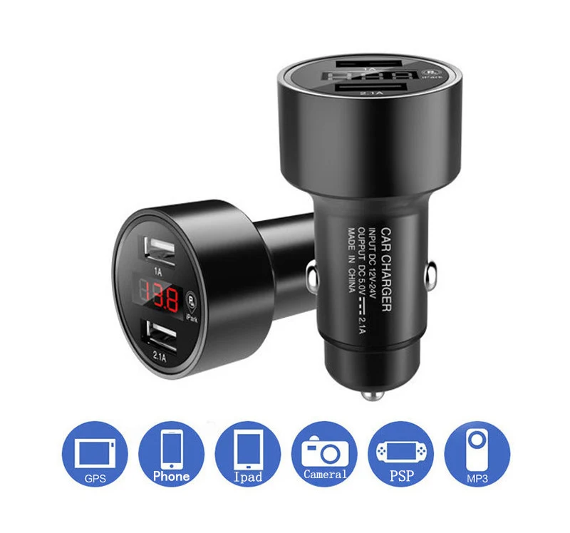 AMEEC 5V Fast Car Mobile Phone Charger 2 Port Car-Charger CellPhone Car Charge Adapter With GPS Bluetooth Handsfree Micro USB (3)