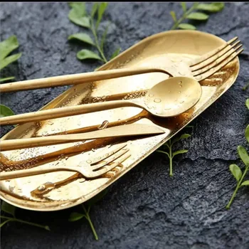 

Hoomall 4PCs/Set Gold Color Cutlery Dinner Set Western Stainless Steel Dinnerware Set Dining Tableware Kitchen Tools 1-6Set