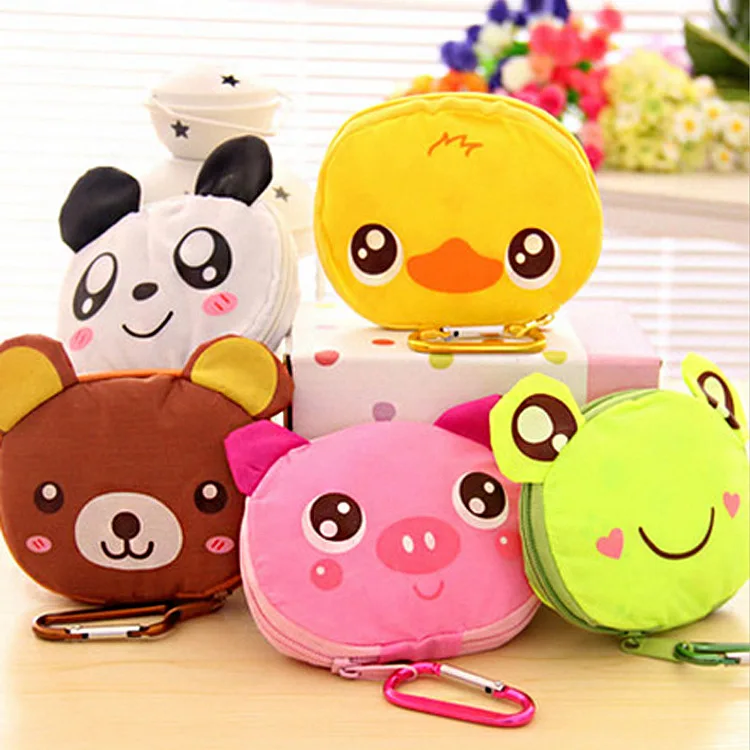 

cartoon cute animal shopping bag with zipper Lvkou stylish portable folding waterproofing bags can be hung free shipping