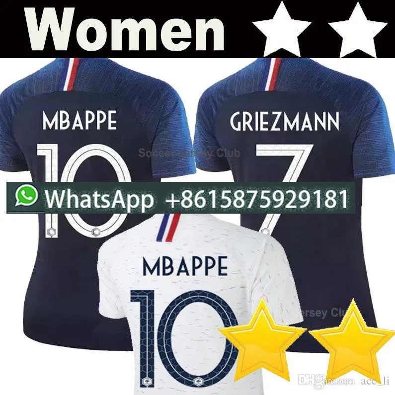 2 звезды для женщин французский дом синий 18 19 pogba PAYET DEMBELE MBAPPE GRIEZMANN KANTE рубашки