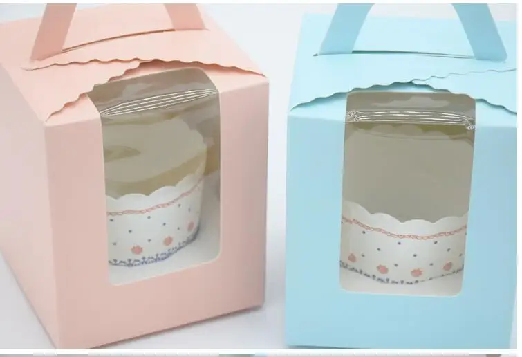 10 шт. маленькая коробка для кексов мини подарочная упаковка с ручкой одна окна