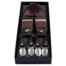 Эластичные кожаные подтяжки Barry. wang, 6 зажимов, подтяжки, винтажные мужские и женские подтяжки для брюк, свадебные подтяжки, юбка BD-1002