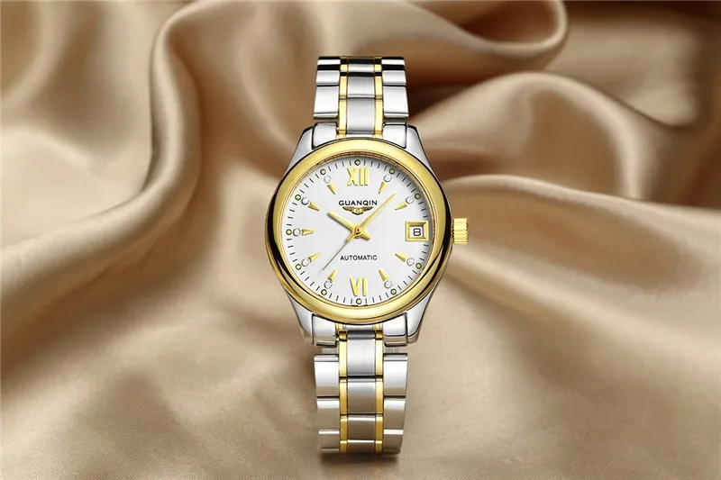Womens Watches GUANQIN Date Luminous Rainstone Automatic Watch Waterproof Mechanical Watch Brand Luxury Stainless Steel Back (1)